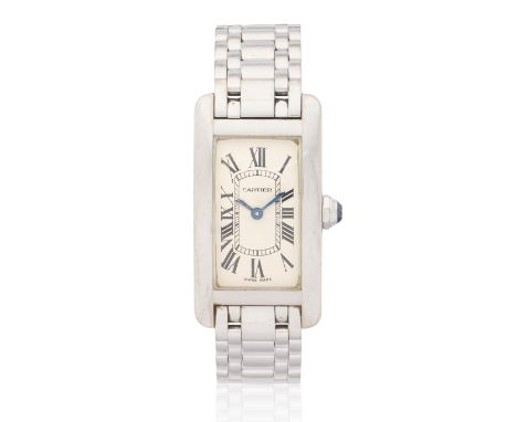 Cartier. A lady's 18K white gold quartz bracelet watchModel: Tank AméricaineReference: 1713Date: Circa 2000Movement: 4-jewel 