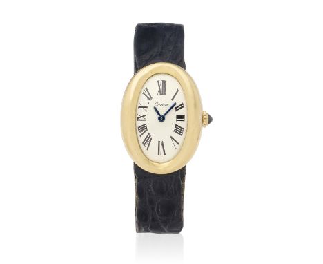 Cartier. A fine and rare 18K gold manual wind oval wristwatch made in the London workshopsModel: BaignoireDate: London Hallma