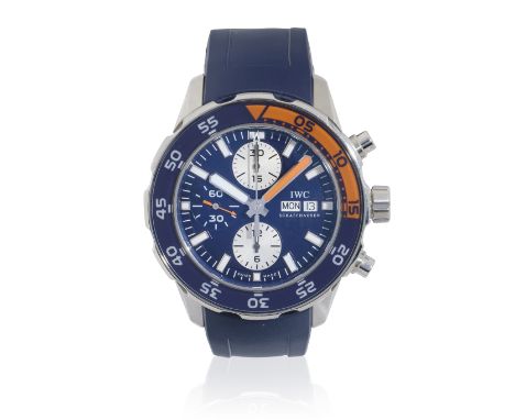 IWC. A stainless steel automatic calendar chronograph wristwatchModel: AquatimerReference: IW376704Date: Purchased 21st Febru