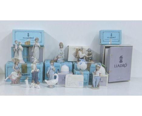 Lladro to include 12 examples and 1 Lladro Nao boxed, 11 Lladro boxed to include 7612 Picture Perfect Girl with dog and paras