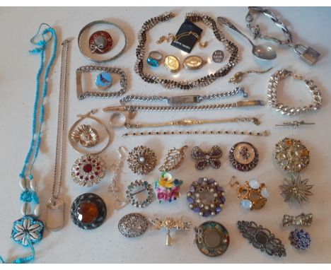 A large quantity of costume jewellery to include modern bead and gold tone necklaces, earrings and bracelets together with vi