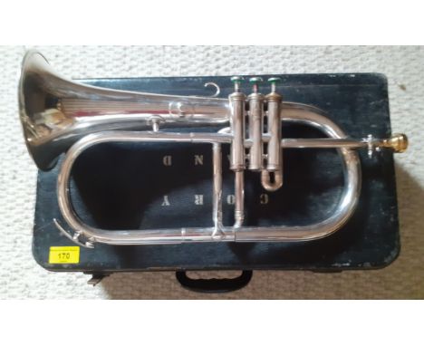 A silver tone Besson & Co Class A 'Prototype' flugelhorn serial no:102958 together with a black hard case. Location:A1MCondit