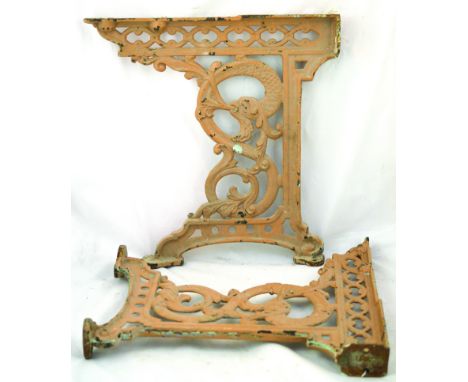 PAIR OF CISTERN/ SHELF? BRACKETS. 16 by 15.5ins, cast iron brackets. (2) NR