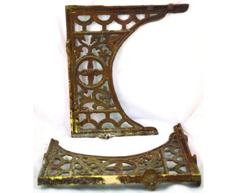 PAIR OF CISTERN/ SHELF? BRACKETS. 17 by 15.5ins, cast iron brackets. (2) NR