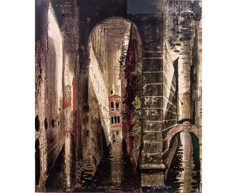 John Egerton Piper (English 1903 - 1992): DEATH IN VENICE  signed and numbered 8/70 in pencil silkscreen sheet size: 78 by 68