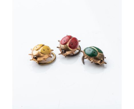 LADYBIRD COLLAR CLIPS  gold with enamel (3) 