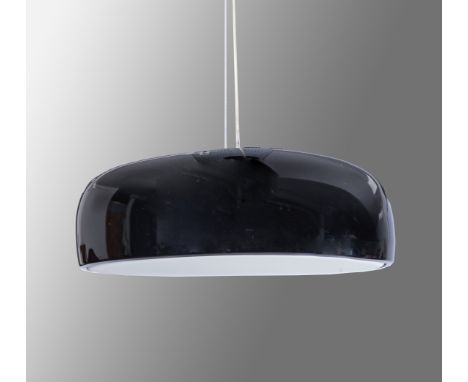 ORIGINAL FLOS SMITHFIELD S BLACK GLOSSY PENDANT SUSPENSION LAMP WITH DIRECT LIGHT.   Aluminium body. Injection-moulded opales