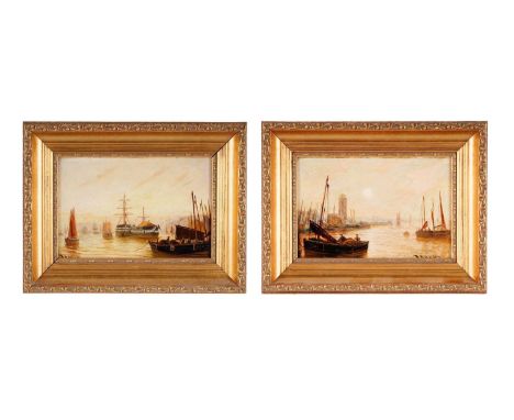 Bernard Benedict Hemy (1844-1910)Low Light North Shields, and one other similar; a pair of marine views,signed,oil on board, 