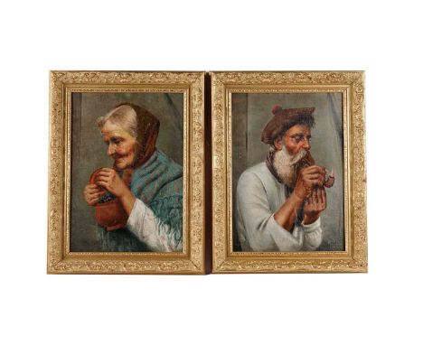 Early 20th Century ContinentalPortrait Pair Depicting an Elderly Lady and Gentleman,oil on canvas,34.5 x 24.5cms, in matching