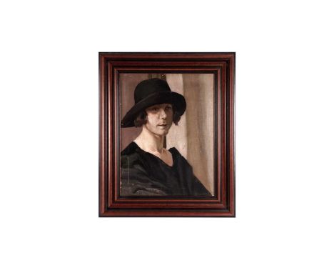 20th Century British SchoolPortrait of a Lady in a Cloche Hat,oil on canvas,circa 1920s,44 x 34cms, in a wooden frame.