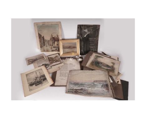 Studio of Robert Jobling  (1841-1923) An archive of family drawings, watercolours and memorabilia to include:  an unframed se