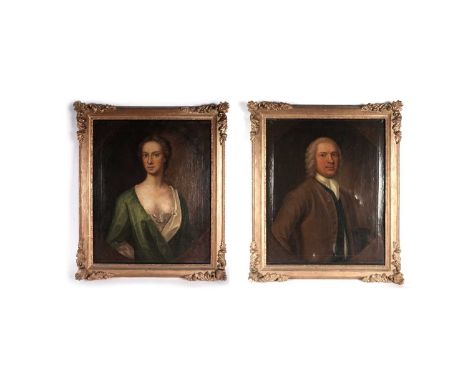 18th Century British SchoolPortrait pair of John Clark (1703-1771) and His Wife Margaret Cunnigham (m.1748),oil on canvas,eac