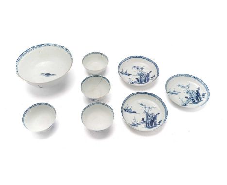 A Phillip Christian's Liverpool slop bowl, circa 1770, decorated in underglaze-blue with the 'Cannon Ball' pattern, hatched b