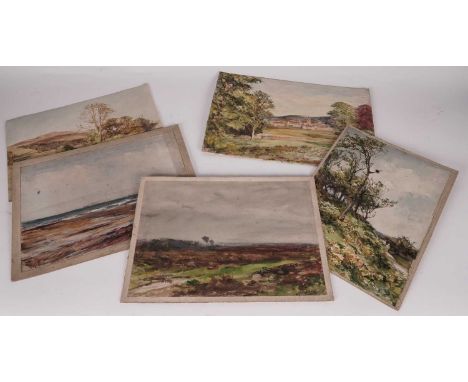 Robert Jobling (1841-1923)Landscape studies, variously signed and dated; together with an unsigned seascape,watercolours,27cm