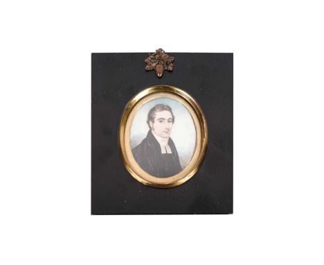 19th Century British School Portrait miniature of a clergyman, possibly of the Magee of York family, gouache on ivory, 6.5 x 