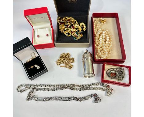 A selection of silver and costume jewellery comprising a pair of Kit Heath flower earrings, a chunky 925 marked Italian chain