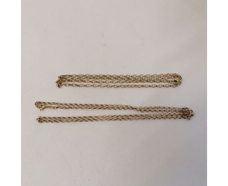 A 9ct gold belcher chain, with a similar chain marked "375". Th e9ct chain is approximately 43cms in length and weighs approx