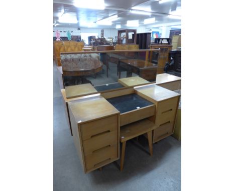 A Stag C-Range light oak dressing table and a light oak stool