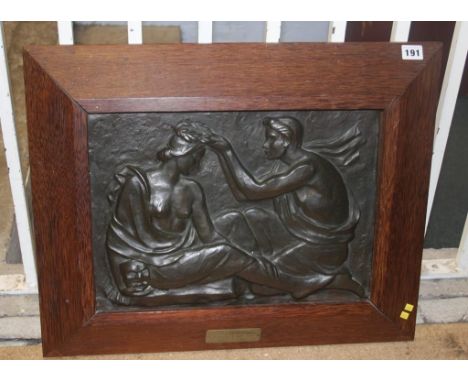Bronze relief plaque "Os PLEBEUS", Henrique Moreira, 1963, 33 x45cm