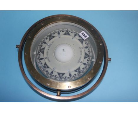 A John Lilley and Gillie Ltd of North Shields Ships compass, 34cm diameter