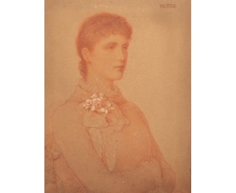 W.A. monogram, portrait of a young woman, half length, signed and dated 1879 u.r., red and white chalks, 35 by 26cm, framed&n