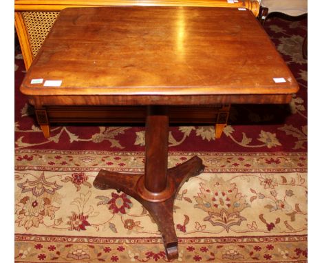 An early 19th Century mahogany pedestal table, together with a Victorian walnut stool, standing on cabriole legs (2)