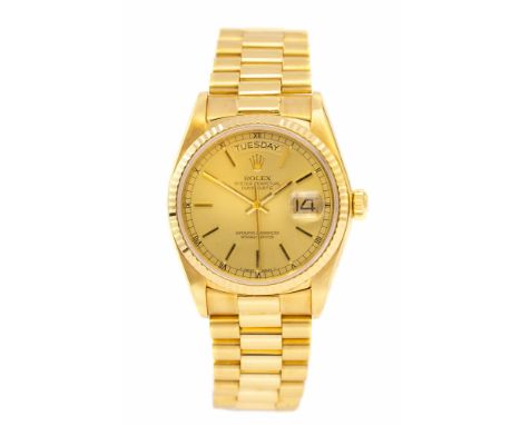 ***AWAY CLIENT TO COLLECT  20/12/2018 - CSS***Rolex, a circa 1982 gent's 18ct gold Rolex Oyster Perpetual Day-Date Chronomete