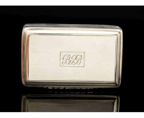 A William IV silver snuff box, reeded sides, the cover with rectangular cartouche engraved with initials ,Nathaniel Mills,&nb