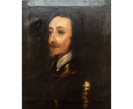 After Sir Anthony van Dyck, King Charles I, bust length, in armour, oil on canvas, 61 by 51cm: and a portrait of a gentleman,