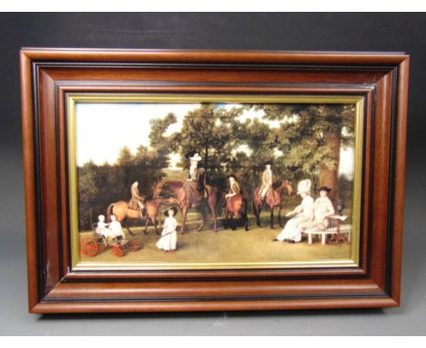 A Wedgwood lithographic print on fine bone china depicting the noble line of the Wedgwood family in the grounds of Etruria Ha