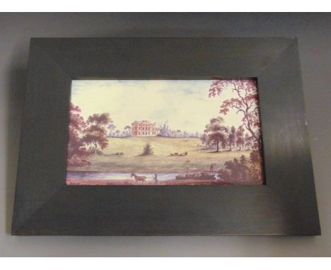 A Wedgwood lithographic print on bone china, depicting Etruria Hall, the home of Josiah Wedgwood, the Hall was built 1767-176
