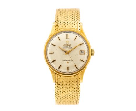 Omega, a circa 1960's gent's 18ct gold Omega Automatic Chronometer Constellation wristwatch, 3cm circular silvered dial with 