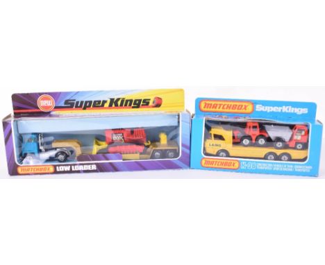 Two Boxed Matchbox Superkings, K23 Scammell Low Loader with Super Bulldozer and K36 Laing Construction transporter, with trac