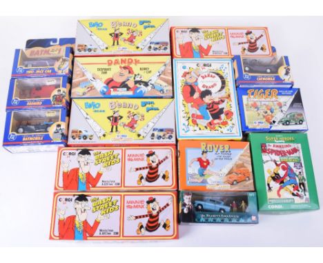 Corgi Toy Classics including D14/1 Dandy &amp; Beano, 3 x D47/1 The Bash Street Kids, 2 x The Beano, 98972 Spiderman,98756 Ro