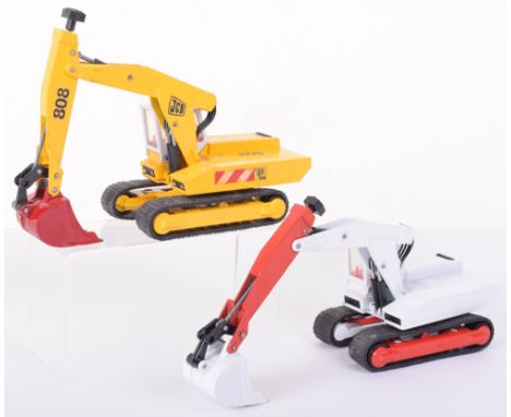 Matchbox Kingsize Rare Pre-Production Colour Trial K41 JCB Excavator, white body/part jib and bucket, red hydraulic jib, blac