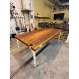 Butcher block table with metal legs 4' x 7' 10"