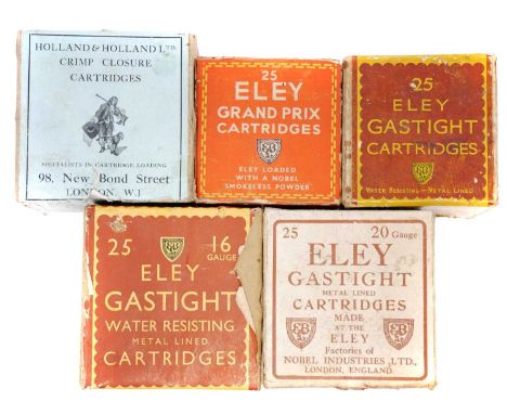 Boxed vintage shotgun cartridges LICENCE REQUIRED Boxed vintage shotgun cartridges, to include a complete box of Eley Gastigh