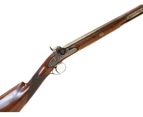 Percussion single barrel shotgun by Read Percussion single barrel shotgun by Read, 15 bore 30 inch Spanish form Damascus barr
