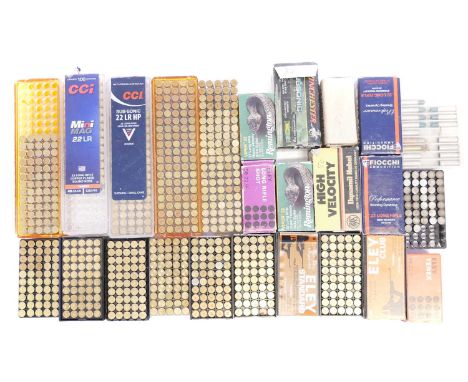 .22 rimfire ammunition LICENCE REQUIRED .22 rimfire ammunition, 1315 rounds, by Eley, CCI, Fiocchi, Winchester, Remington, al