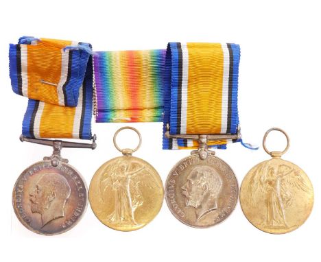 Two WW1 medal pairs awarded to Private C.A. Kinsey and R. Luke. Two WW1 medals to include the British War Medal 1914-1918 and