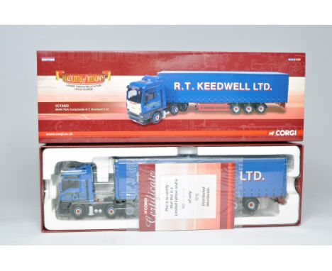 Corgi 1/50 diecast model truck issue comprising No. CC13423 MAN TGA Curtainside in the livery of Keedwell. Appears to be comp