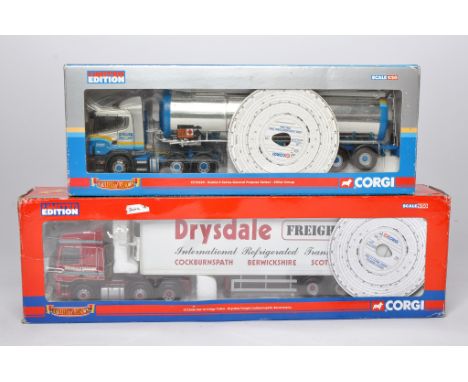 Corgi 1/50 diecast model truck issues comprising No. CC12224 Scania Tanker in the livery of Stiller PLUS No. CC13606 DAF Frid