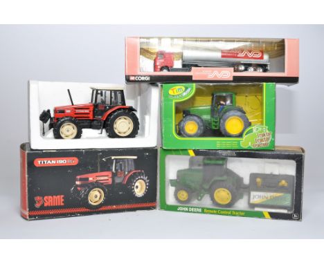 ROS 1/24 SAME Tractor in addition to Tim Toys John Deere, Ertl RC set and Corgi 1/64 lorry. Contents generally good to very g