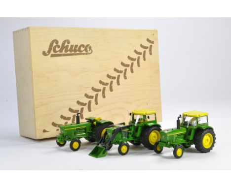 Schuco 1/32 Farm Model Issue comprising 3 Piece Collector's set comprising trio of John Deere Tractor issues as shown. Genera