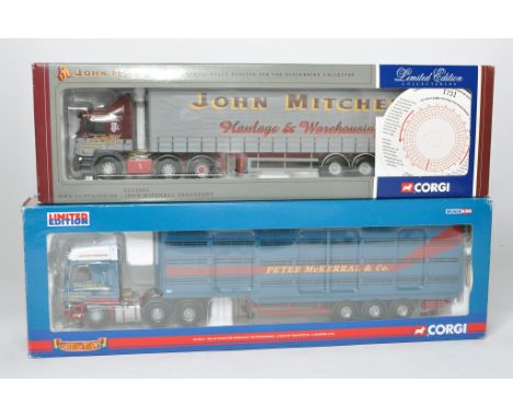 Corgi 1/50 diecast model truck issues comprising No. CC13614 DAF Livestock Transporter in the livery of McKerral PLUS No. CC1