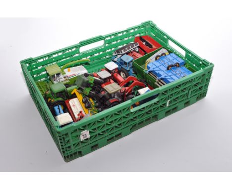 An interesting tray of farm models comprising tractor and implement issues from various makers, including mostly Siku. Genera
