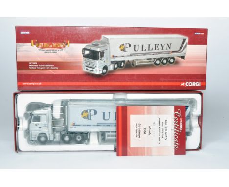 Corgi 1/50 diecast model truck issue comprising No. CC13823 Mercedes Actros Curtainside in the livery of Pulleyn. Looks gener