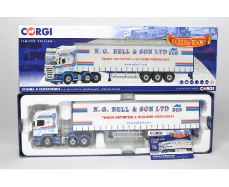 Corgi 1/50 diecast model truck issue comprising No. CC13757 Scania R Curtainside in the livery of Bell. Looks generally good 