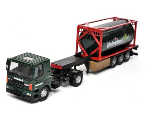 Corgi 1/50 diecast model truck issue comprising Alan Marshall Code 3 Adapted DAF Tank Trailer with in the livery of Heineken.