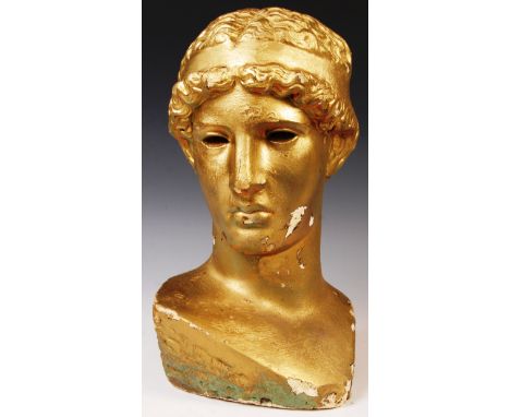 Apollo - A neo-classical retro vintage plaster cast bust depicting the Greek deity /&nbsp;god of archery, music and dance, tr